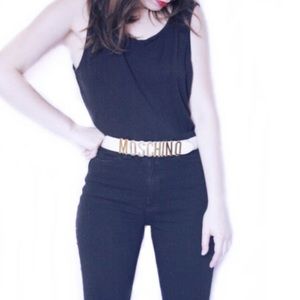 Authentic Moschino Belt - Cream - Vintage 80s S/XS